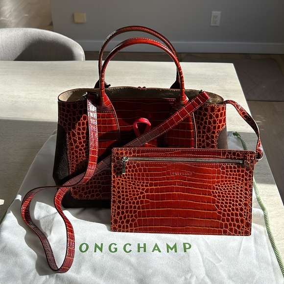 NWT rare Longchamp Roseau Medium Tote with crossbody strap - Picture 4 of 10